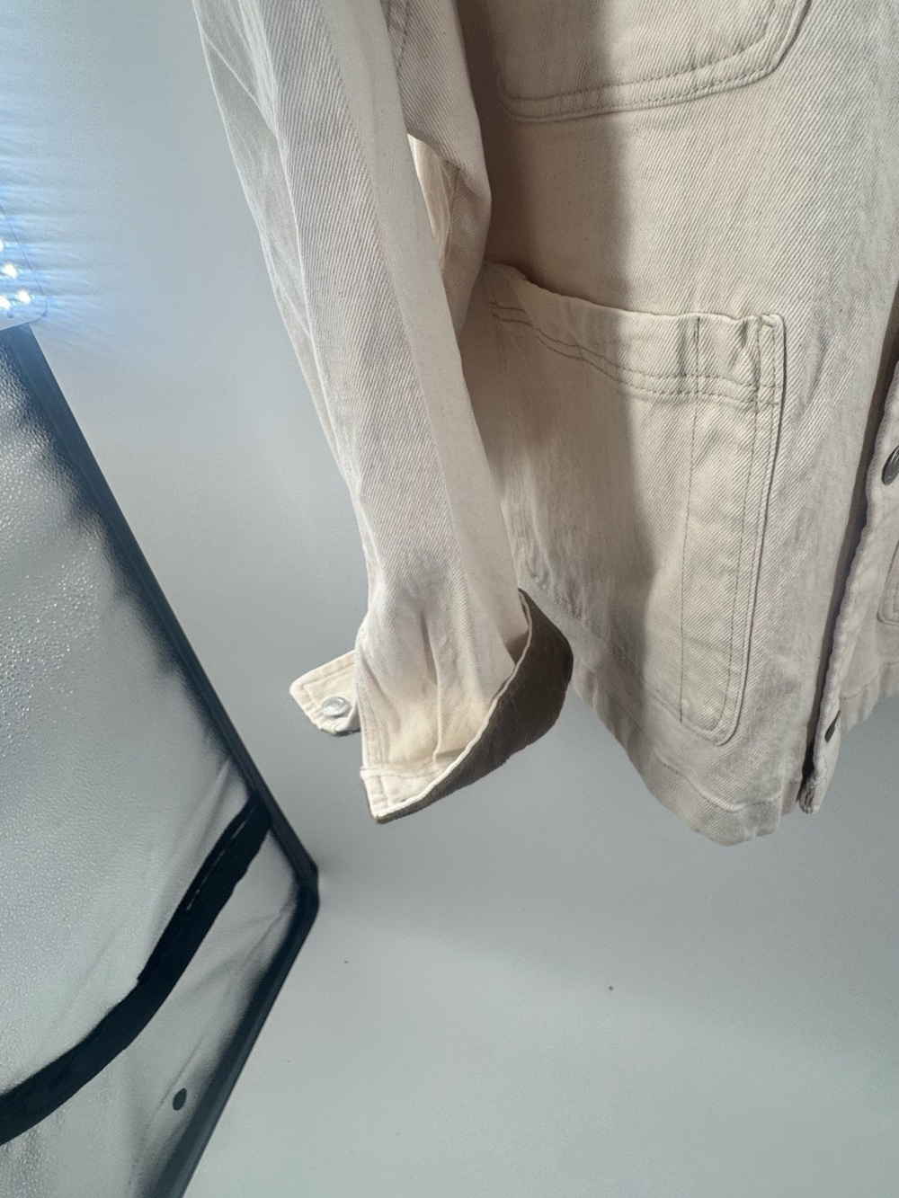 Men's Cream Jacket with Contrast Collar - Picture 4 of 6